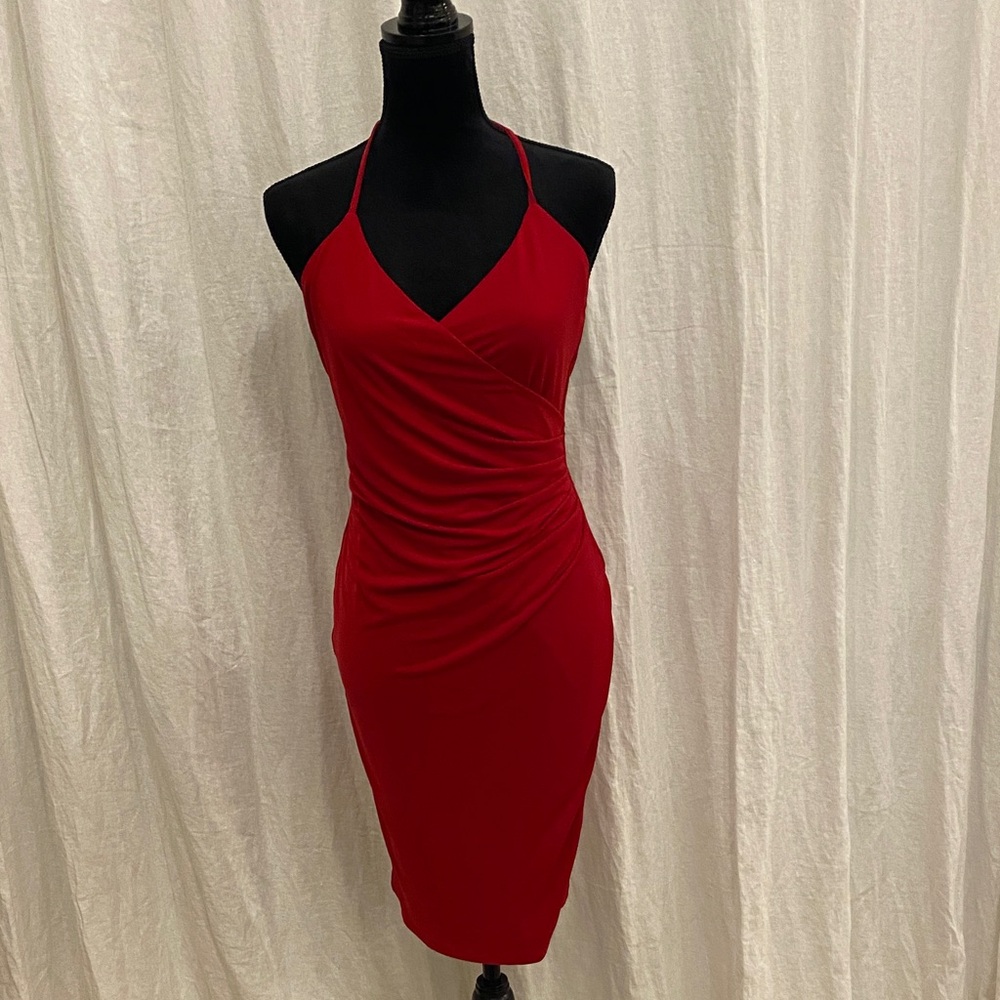 Revolve NBD Elegant Red Halter Dress